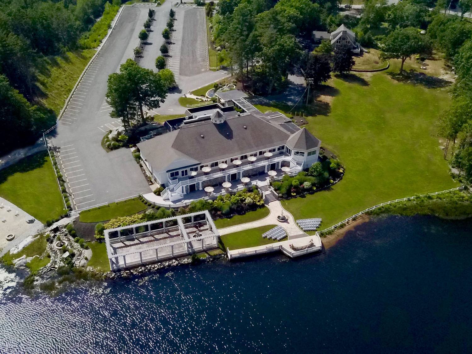 Aerial view of Grand View on the shore of Lake Nipmuc